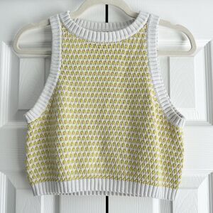 Future Collective Alani Noelle Knit Sweater Vest Yellow White Size M Cotton